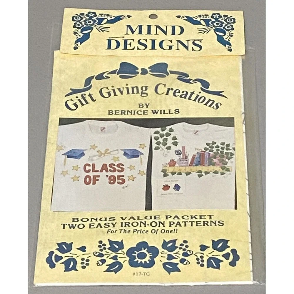 VTG Mind Designs Iron-On Patterns 2 Graduation + Teacher Bernice Wills 1993 NEW